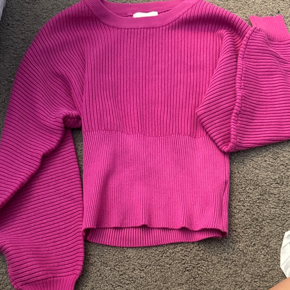 Women's Ribbed Pink Sweater
